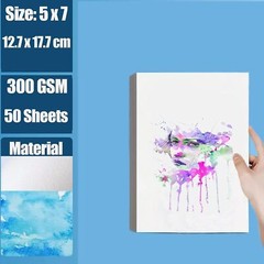 50 Sheets Watercolor Paper Cotton 140LB/300GSM Thick Off-White Cold Press Paper