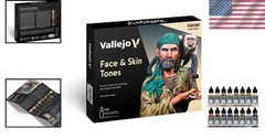 Face and Skin Tones Acrylic Paint Set 16 Bottles 18 ml Historical Miniature Kit
