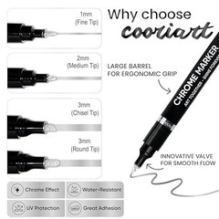 3PK Liquid Chrome Markers – Permanent Mirror Chrome Pens, Chrome Paint Pens
