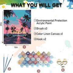 Landscape Paint by Numbers Kit for Adults Beginner,Sunset Adult Paint by Number