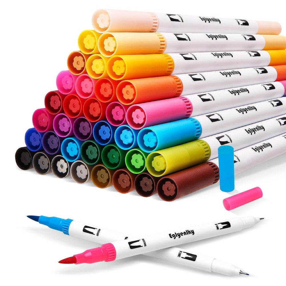 Colored Markers for Adult Coloring Book, Felt Tip Marker, Dual Tip Brush Pens…