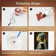 Paint By Numbers Cat Masterpiece Cat Without Pearl Earring Art Full Drill Diy