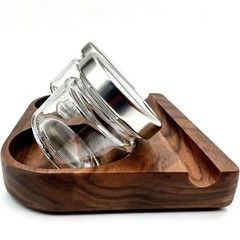 Wooden Tilting Calligraphy Pen Holder with 2 Glass Ink Bottle Container, Call…