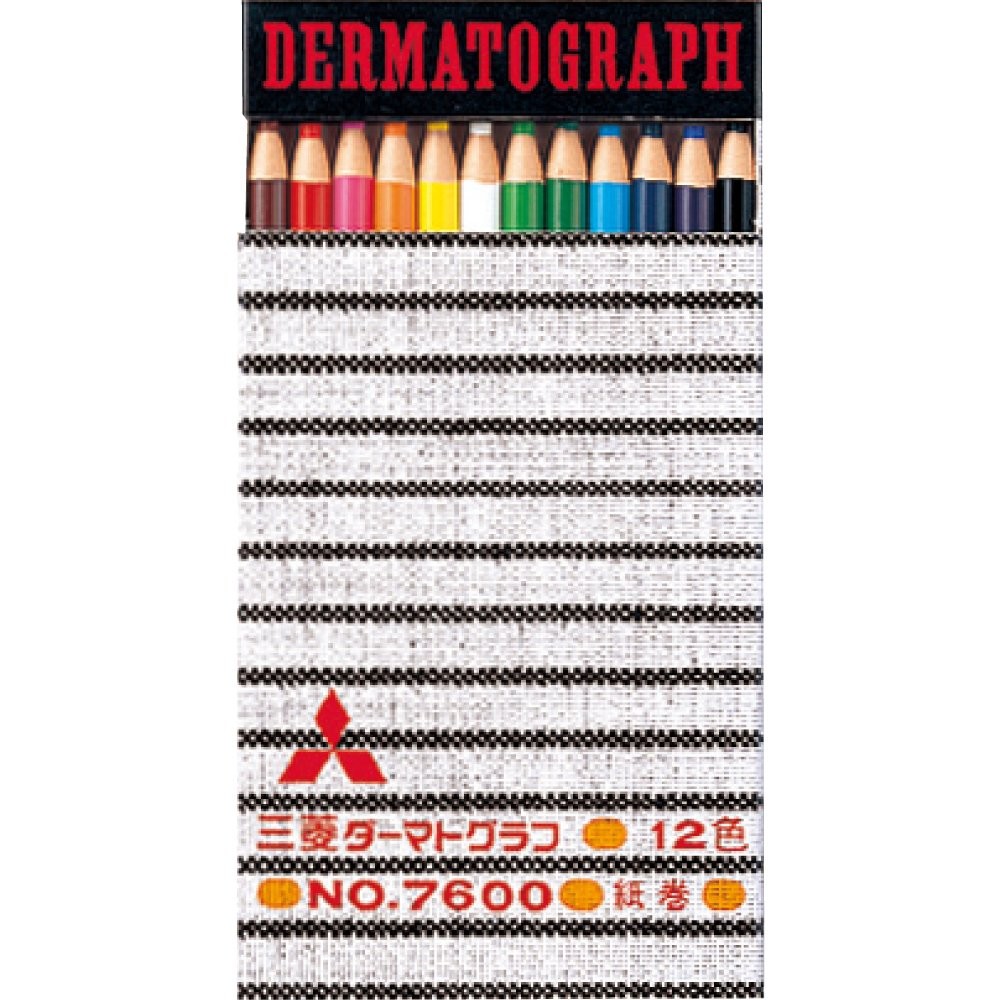 Mitsubishi Pencil K760012C Oil-Based Dermatograph Colored Pencils, No. 7600, …