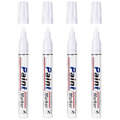 White Paint Pens 4 Oil-Based Waterproof Permanent Markers for Rock Tire Glass