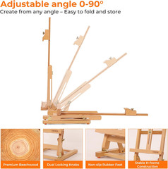 VISWIN 25″ H-Frame Tabletop Easel for Painting, Adjustable Beech Wood Table Top