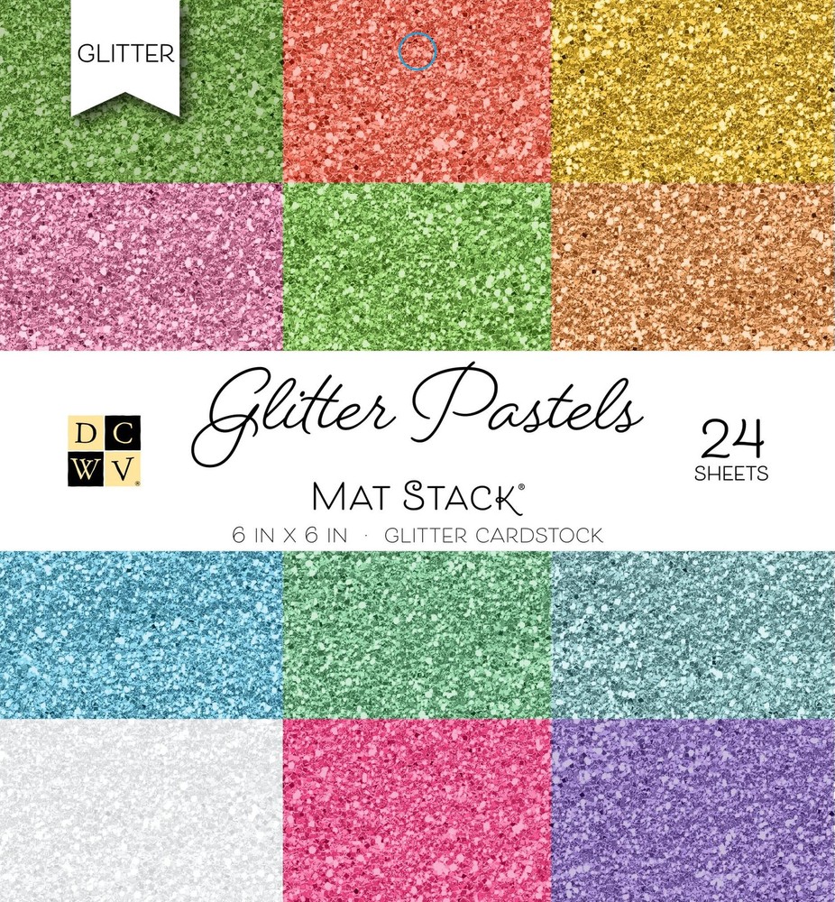 DCWV Single-Sided Cardstock Stack 6″X6″ 24/Pkg-Glitter 6×6, Multicolored