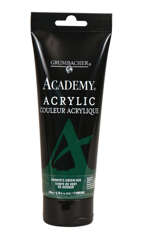 Academy Acrylic Paint, 200ml, 6.8 oz, Gloss, Hookers Green Hue, C105P200