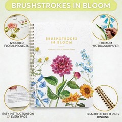Watercolor Workbook With 24 Colors Paint Set 12 Floral Paintings for Beginners