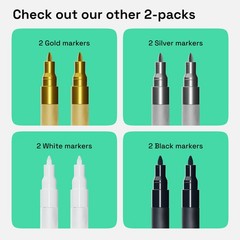 2 Gold Acrylic Paint Markers – 0.7mm Extra Fine-Tip Metallic Paint Pens – Per…