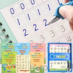 Innovative 5-Pack Calligraphy Copybook for Kids – Includes Wooden Tracing Board