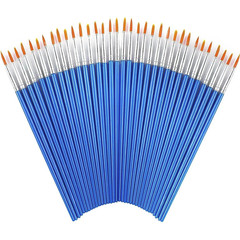 50Pcs Art Paint Brushes Set: Nylon Hair Round & Flat Brushes for Kids & Artists