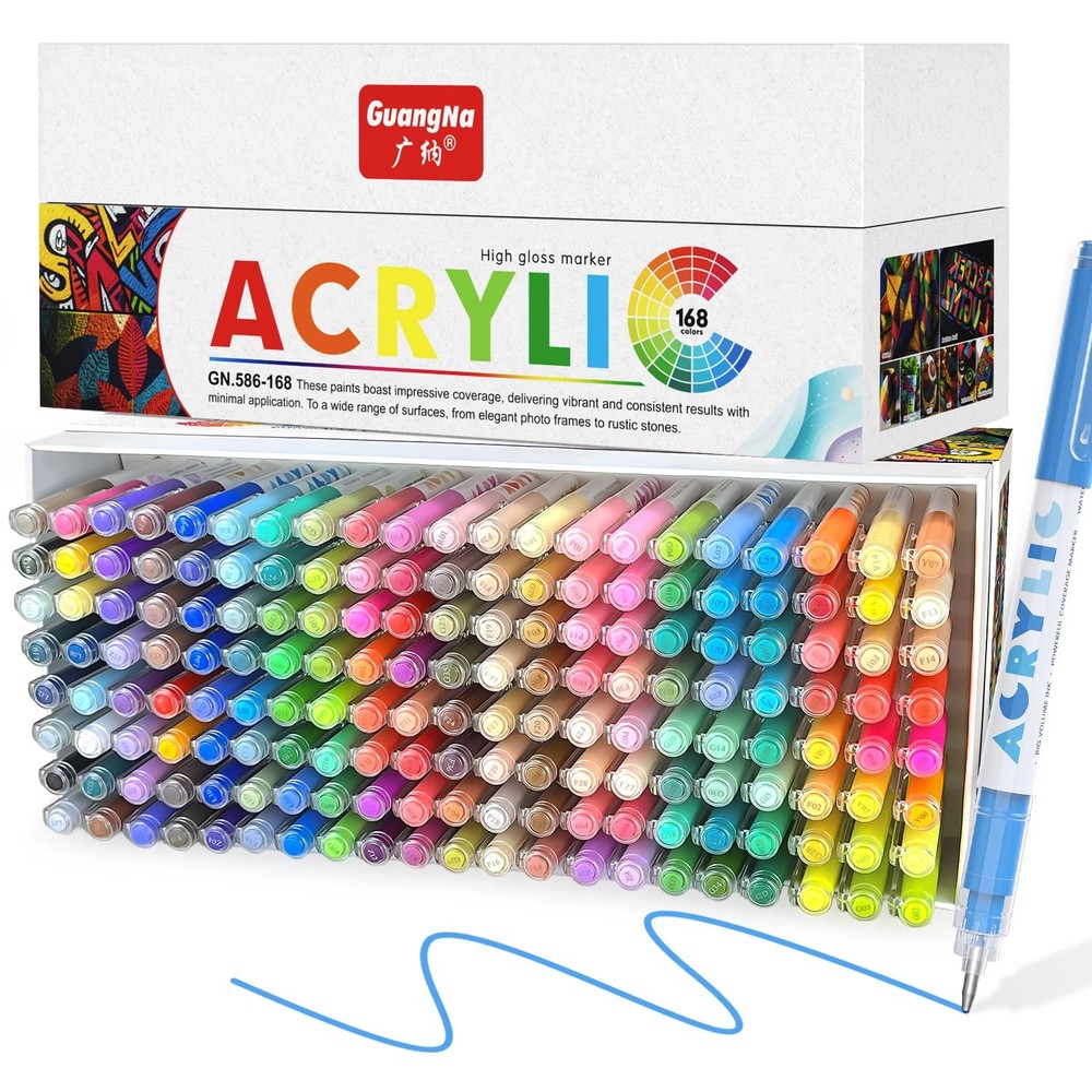 Guangna Acrylic Gel Pens 168 Color, Colored 1 Count (Pack of 168), 168 Colors