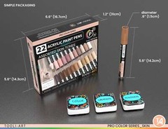 22 Acrylic Paint Marker Pen Skin Flesh Tones Pro Color Series Set 3mm Medium Tip