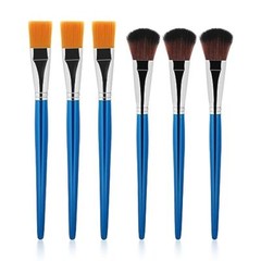 6 PCS Mop Brush for Acrylic Painting 1 Inch Face Paint Brushes with Wooden Blue