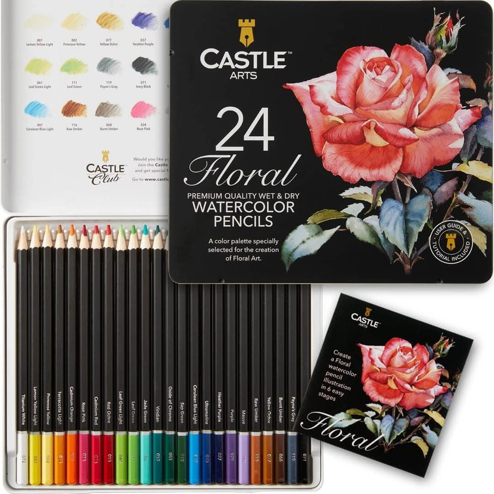Castle Art Supplies 24 Botanical Watercolor Pencil Set