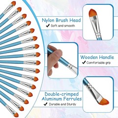 50 PCS 0.7 Inch Artist Filbert Paint Brushes Soft Nylon Hair Wood Handle
