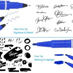 24Pcs Twin Tip Permanent Marker with Fine and Ultra Fine Point, Blue