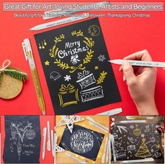 PANDAFLY Gold Silver White Gel Pens, 1Mm Extra Fine Point White Pen for Art High