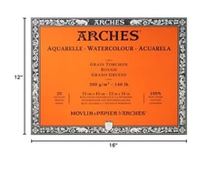 Arches Natural White 12X16 Watercolor Paper Block 100 Cotton Rough 13 Sizes