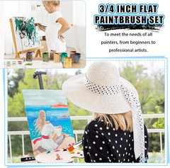 10 Pcs Flat Paint Brushes for Acrylic Painting, 3/4 Inch Large Synthetic Paint B