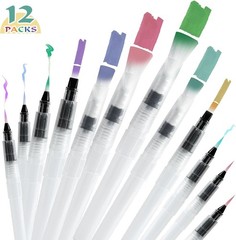 12Pcs Watercolor Brush Pens, Premium Leakproof Water Brush Pen with 6 Assorted T