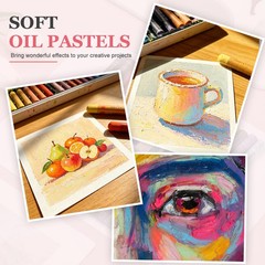 Soft Oil Pastels, 12 Pcs Beige Oil Pastel Art Supplies with Crayon Holder