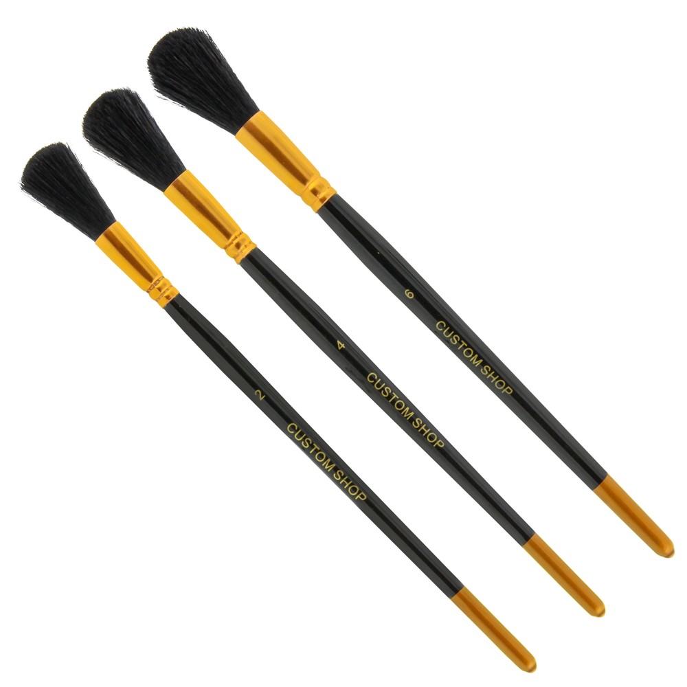 Set of 3 Mop Brushes for Sign Painting, Sizes 2,4,6 – Brush Squirrel Taklon Hair