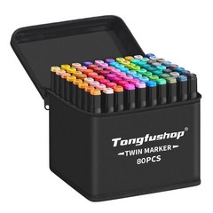 Tongfushop 80 Colored Marker Set, Colouring Pens, 1 count (Pack of 80), Black