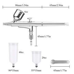 0.3mm Dual Action Airbrush Kit with Three Different Cups(6CC,20CC,40CC)