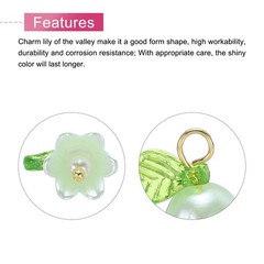 5PCS 13x14mm Acrylic Flower Charm Lily of the Valley Jewelry Green