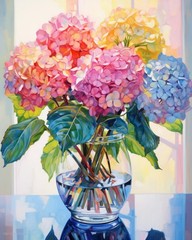 Tucocoo Hydrangea in Glass Vase 16”x20”(Frameless), Flower 04