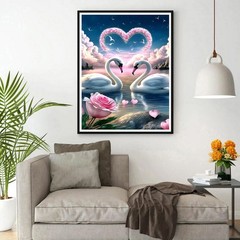 DPHERO 5D White Swan Diamond Painting Kits for Adults,Love Heart,