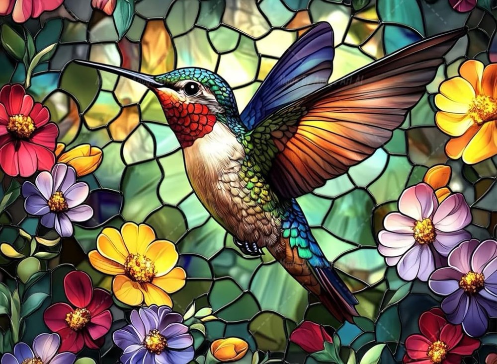 Paint by Numbers Kit for Adults Beginner,Flowers Stained Glass Adult Paint by Nu