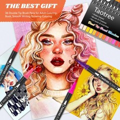 36 Colors Dual Tip Art Markers Pens for Kids Adult Coloring Books, Artist Fin…