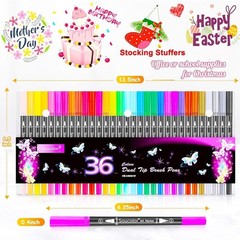 Art Brush Markers 36 Colors Dual Tip Fine Point for Drawing Journaling