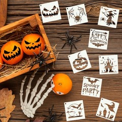 80 Pcs 3 x 3 Inch Halloween Stencils for Painting on Wood, Reusable Happy Pum…
