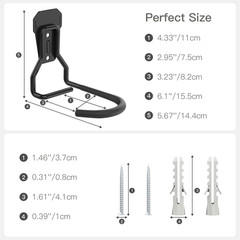 Housolution Bike Wall Mount with Fixed Hook, [4 Pack] Heavy 4 Pack, Black