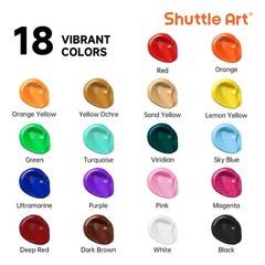 18 Colors Acrylic Paint Bottle Set (250ml/8.45oz), Rich Pigmented Bulk Painti…