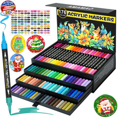 176 Colors Acrylic Paint Markers Pens Set,88 Pack Brush Acrylic Paint Markers fo
