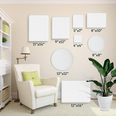 24 Pack Canvases for Painting with 6 Rectangular 2 Round sizes