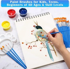 50 Pcs Small Paint Brushes Set – Flat and Round Nylon Bristles for Art Projects