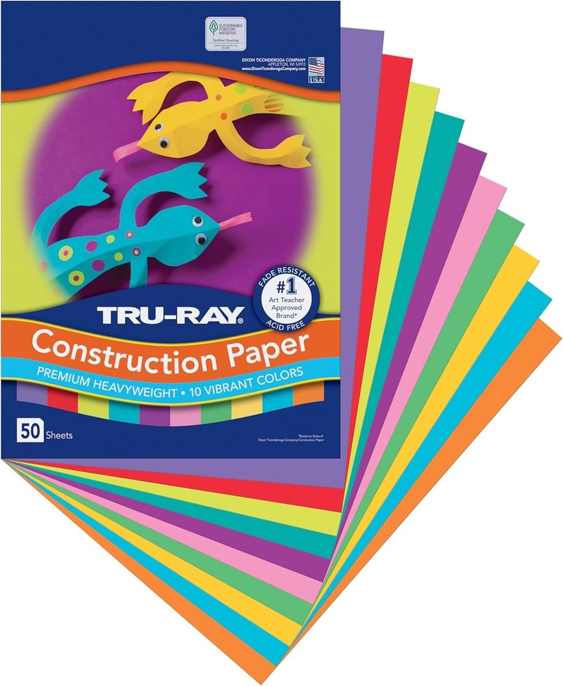 Tru-Ray Construction Paper, 10 Vibrant Colors, 9″ x Bright Color Assortment