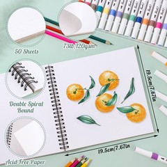 50 Sheets Marker Paper Pad, 7.6×7.6 Inch Bleedproof Art Sketch Pad, 73lb/120g…