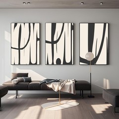 VARUFLY Black and White Abstract Wall Art for Living Room, Framed Canvas Pict…