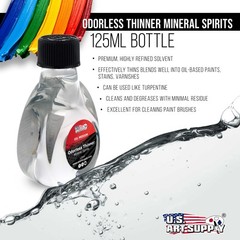 U.S. Art Supply Odorless Mineral Spirits Thinner, 125ml