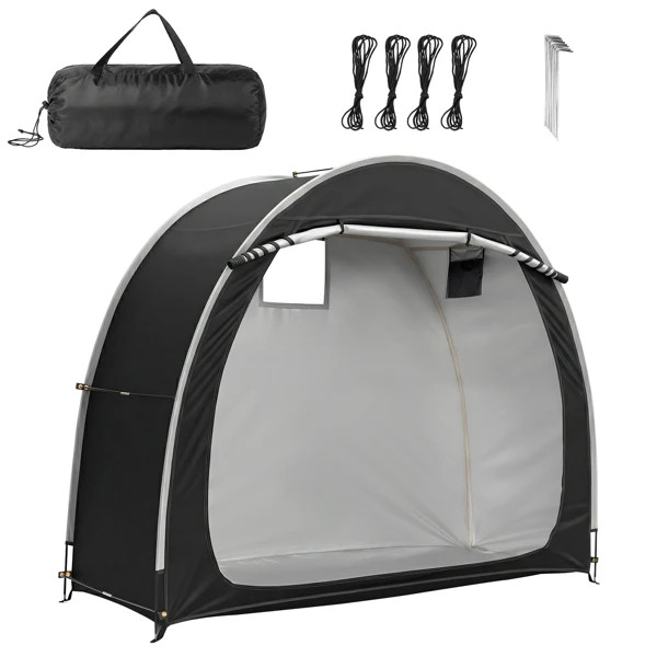 6.8×2.6FT Black Arc Bicycle Storage Shed, 210D PU Silver Coated Oxford Cloth Bik