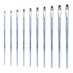 XDT#263 Filbert Artist Paint Brush 10 Piece Set Nylon Hair Extra Long