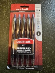 uni-ball 207 Retractable Gel Pens Medium Point 0.7mm BLUE Ink 5 Pack 1960302