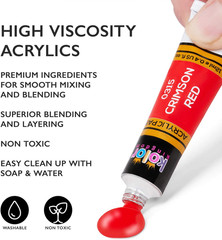 Acrylic Paint Set Canvas Art Paints 24 Colors Perfect Paint Finish (0.41Oz,12 Ml